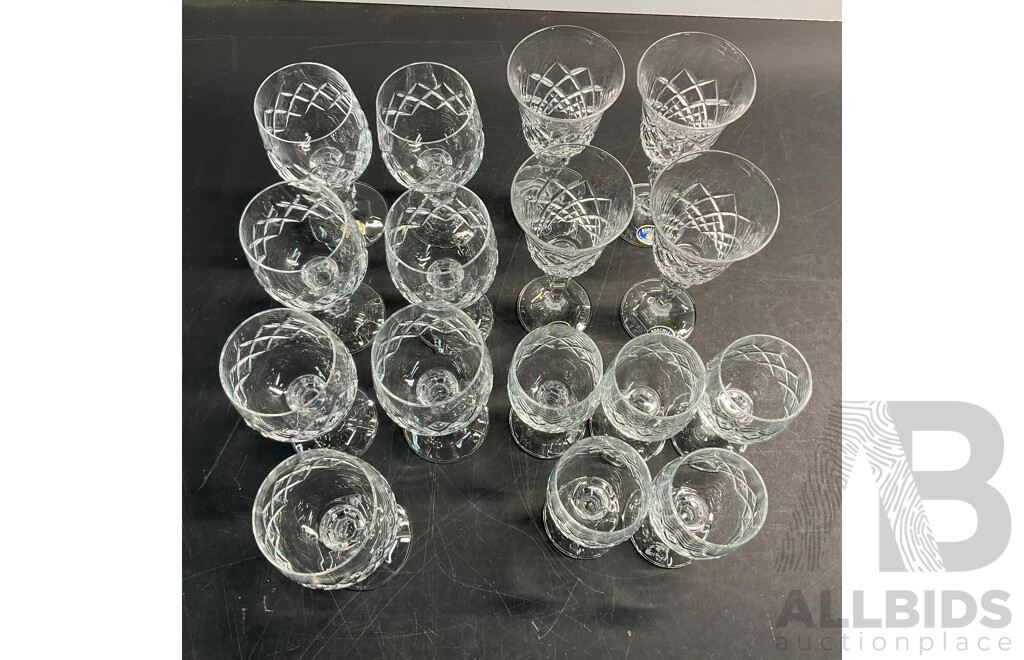 BOHEMIA & Assorted of Crystal Wine Glasses - Lot of 16