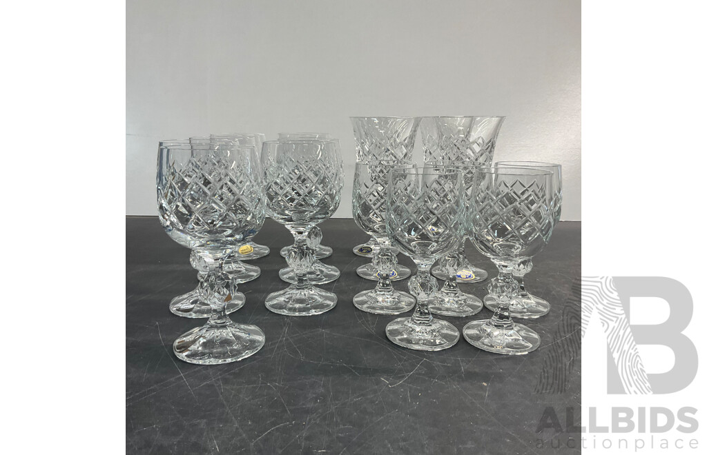 BOHEMIA & Assorted of Crystal Wine Glasses - Lot of 16