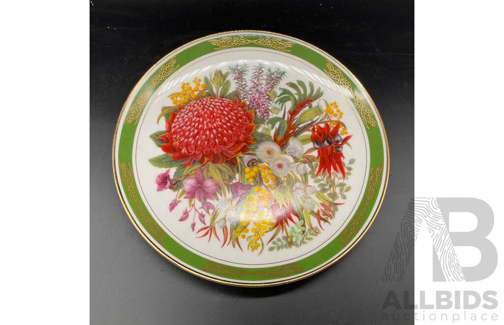 FRANKLIN MINT Limited Edition Purrfect Pose Collectable Plates & FRANKLIN MINT the Australian Federatin Flora Plate