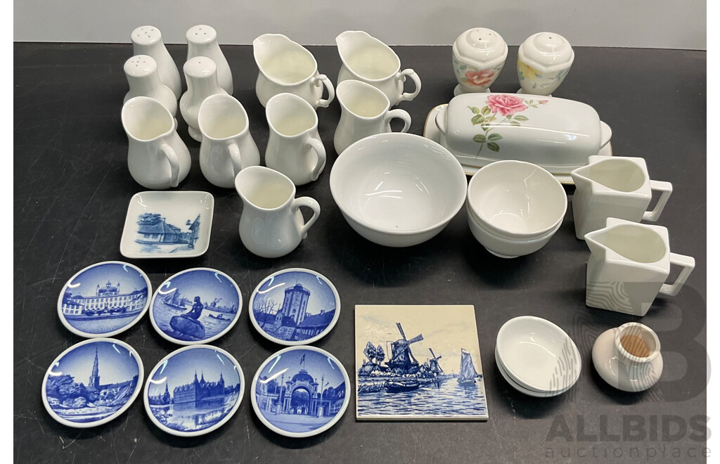 ROYAL COPENHAGEN Set of 6 Collectable Plates &R.C Japan Butter Dish & Assorted of David Jones, Maxwell Williams, Accent Tableware & More