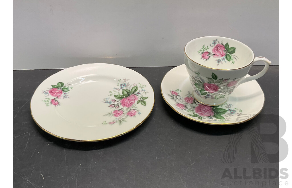 Vintage Bone China Tea Cup, Sacuer, Plate - 10 Sets - Including EB, Crown Trent, DUCHESS & More