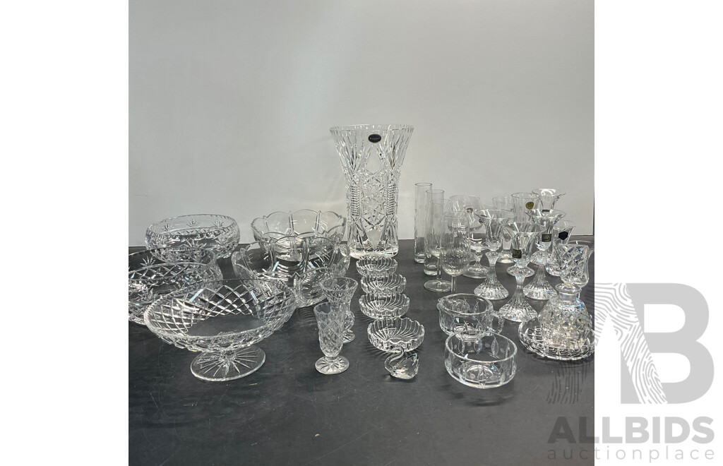 Large Collection of Crystal Glassware Including BOHEMIA, MIKASA, Stuart and More