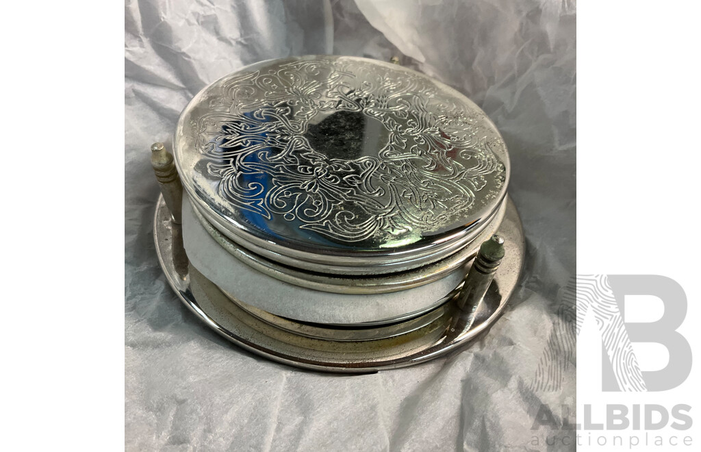 Vintage Collection of Kitchenware Includes DECOR Wine Chiller /ANGUS& COOTE Silver Plated Coaster Set and More - Lot of 13