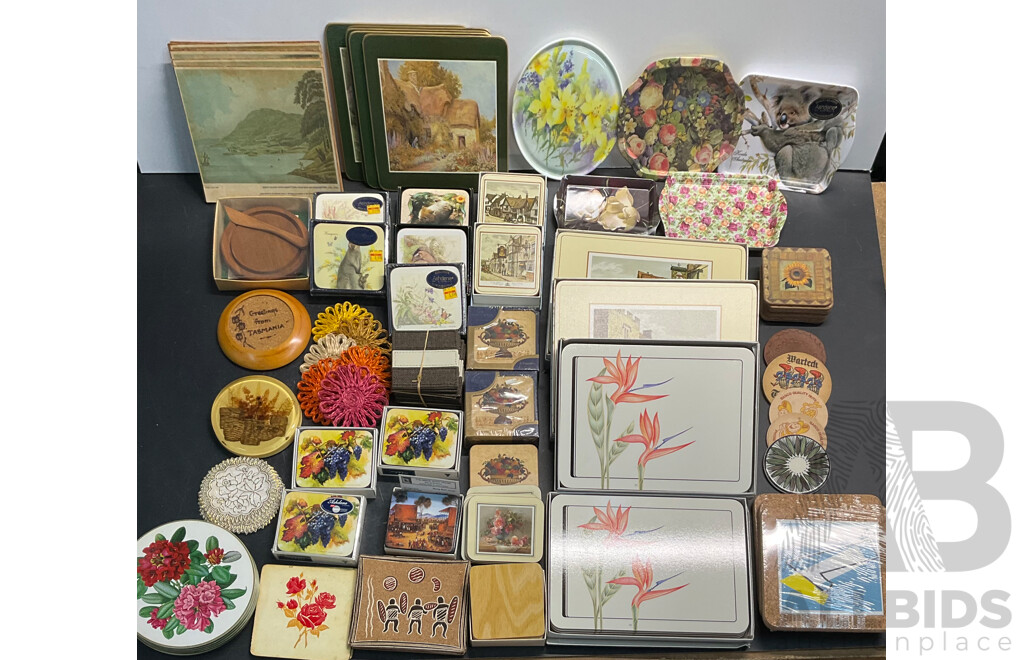 Large Collection of Vintage Place Mat & Coasters Included ASHDENE, JASON, PINPERNEL and More