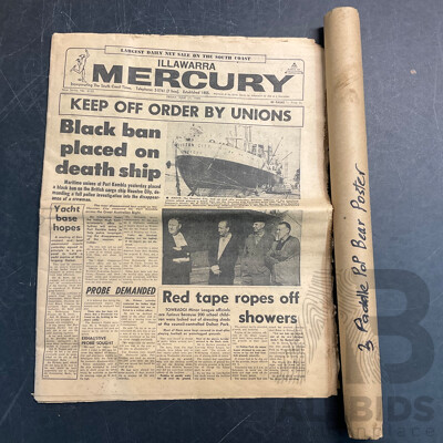 1969 ILLAWARRA Mercury Newspaper & 3x Paddle POP Bear Poster