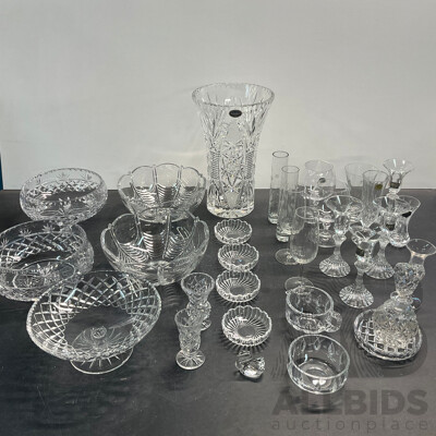 Large Collection of Crystal Glassware Including BOHEMIA, MIKASA, Stuart and More