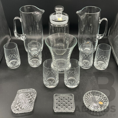 Assorted of Glassware - Jugs, Glasses, Container, Ash Trays