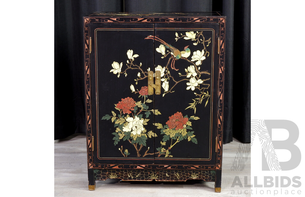 Ebonised Two Door Japanese Cabinet