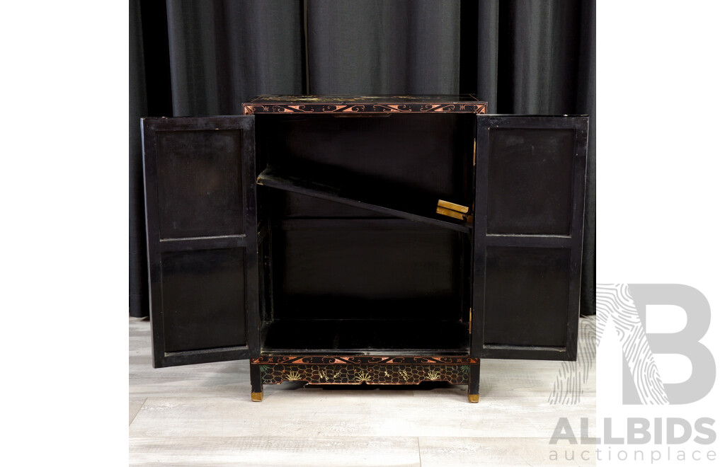 Ebonised Two Door Japanese Cabinet