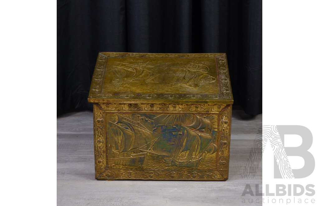 Early Pressed Tin Coal Box