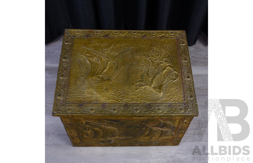 Early Pressed Tin Coal Box