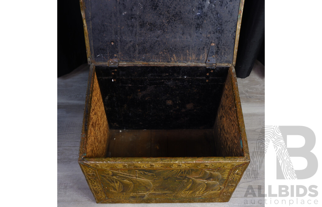 Early Pressed Tin Coal Box