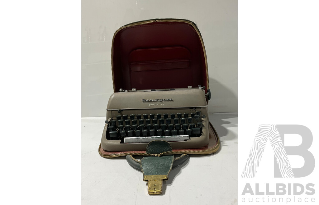 Vintage Remington Quiet-riter Typewriter with Leather Carrying Case