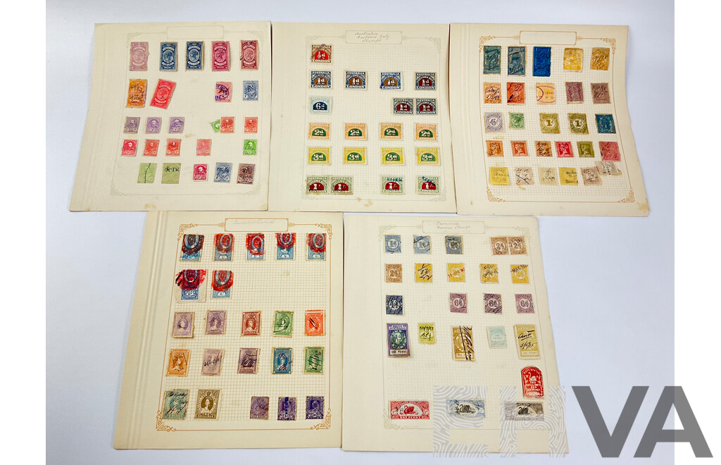 Collection of Australian Pre Federation and Vintage Stamps Including Australia/London Customs Duty, Queensland Duty Stamps, Tasmania Revenue Stamps and Victorian Stamp Duty