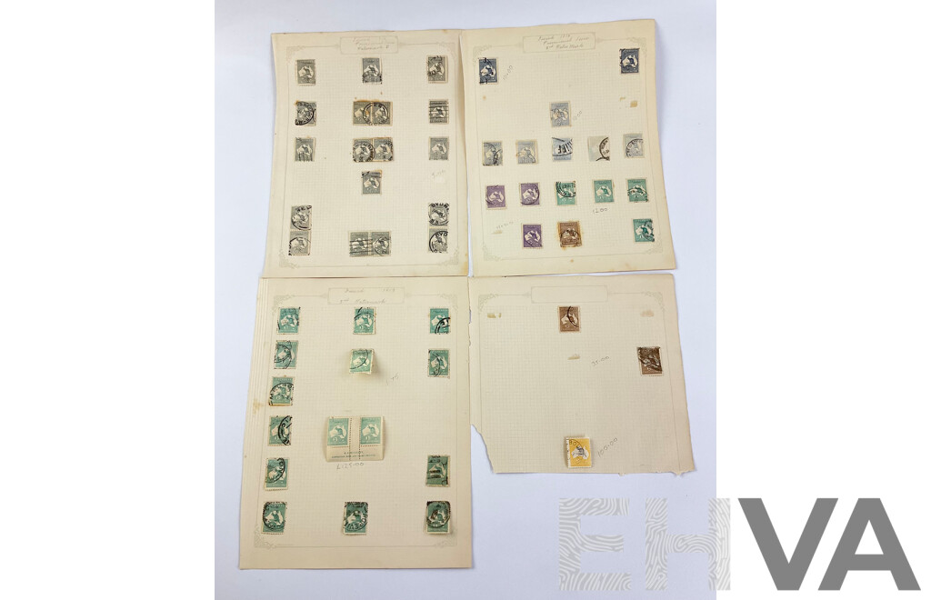 Australian 1914 - 1919 Kangaroo on Map Stamps, Crown Over 'A' - Sideways Water Marks, MInt Hinged Pair One Shilling Â.J Mullett Printers, 2D to 5/