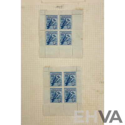 Two Australian 1928 Mini Stamp Sheets, Hinged Mint, 3D Kookaburra