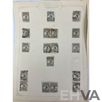 Australian 1914 - 1919 Kangaroo on Map Stamps, Crown Over 'A' - Sideways Water Marks, MInt Hinged Pair One Shilling Â.J Mullett Printers, 2D to 5/