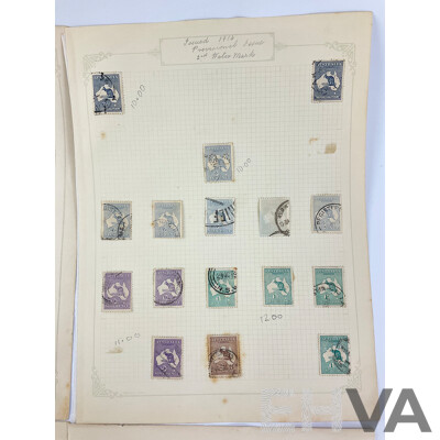 Australian 1914 - 1919 Kangaroo on Map Stamps, Crown Over 'A' - Sideways Water Marks, MInt Hinged Pair One Shilling Â.J Mullett Printers, 2D to 5/