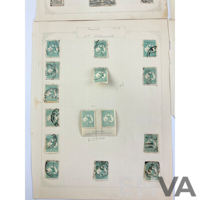 Australian 1914 - 1919 Kangaroo on Map Stamps, Crown Over 'A' - Sideways Water Marks, MInt Hinged Pair One Shilling Â.J Mullett Printers, 2D to 5/