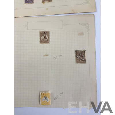 Australian 1914 - 1919 Kangaroo on Map Stamps, Crown Over 'A' - Sideways Water Marks, MInt Hinged Pair One Shilling Â.J Mullett Printers, 2D to 5/