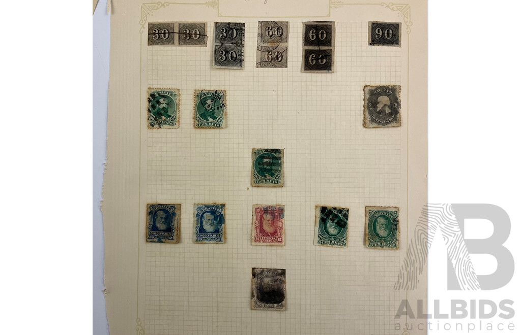 Collection of Argentina, Bolivia, Columbia and Brazil Stamps Spanning 1860's -1930's  Including Imperfs, Pairs, Sets