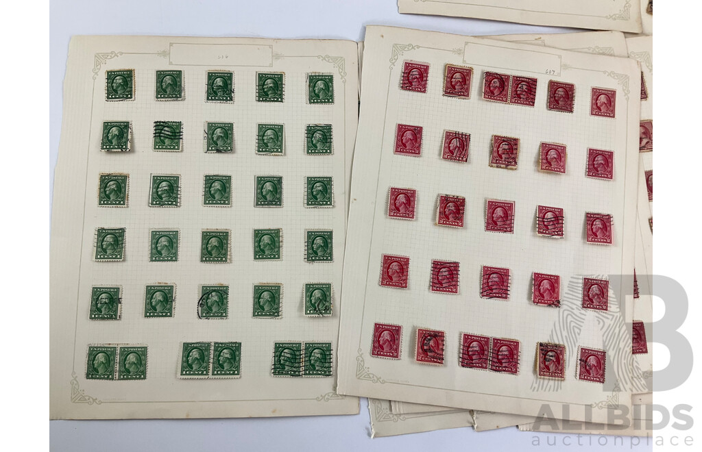 USA Antique Stamps Including Washington One, Two Cent, Mint Hinged Blocks and Strips, Franklin, Examples Spanning One Cents to One Dollar, Columbus Set, Jackson, Lincoln, Garfield, Webster
