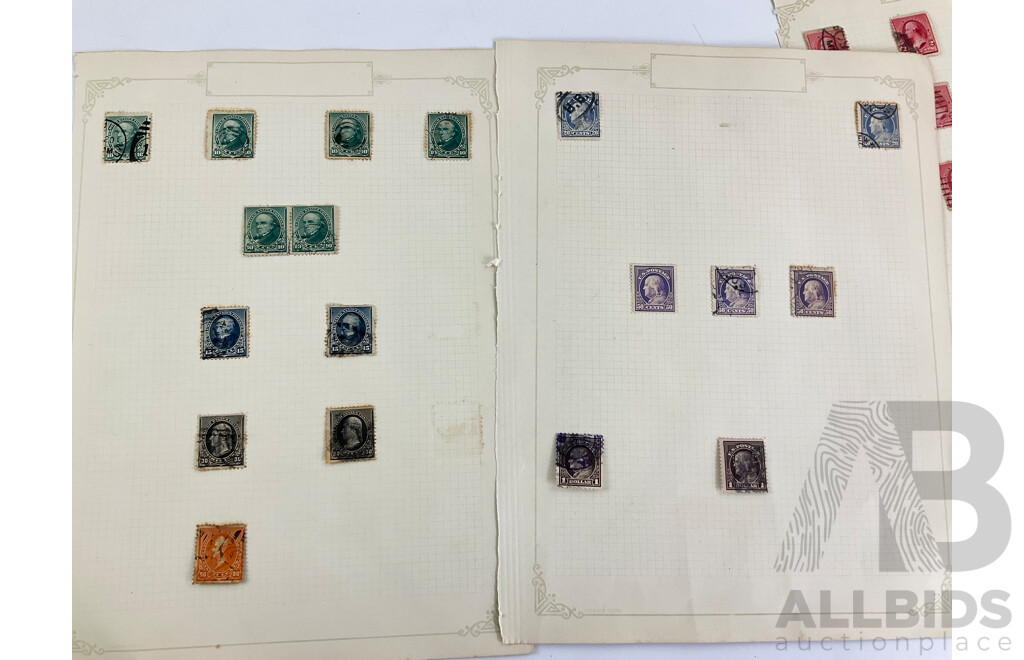USA Antique Stamps Including Washington One, Two Cent, Mint Hinged Blocks and Strips, Franklin, Examples Spanning One Cents to One Dollar, Columbus Set, Jackson, Lincoln, Garfield, Webster