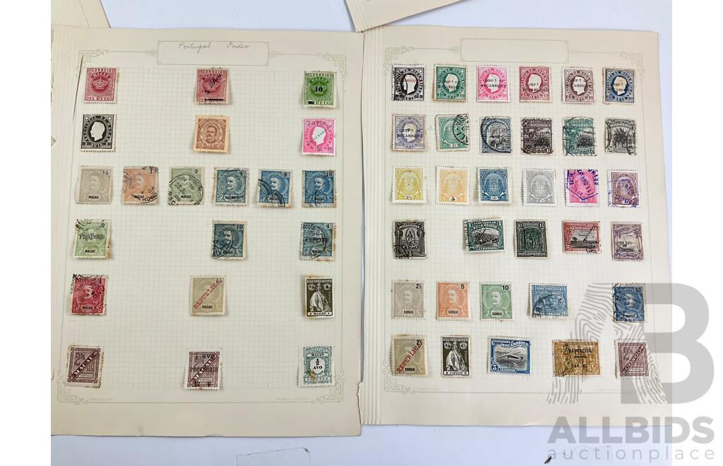 Collection of Antique Portugal and Portugal Colonies Stamps Including Zambezia, Guinea, Timor, Angola