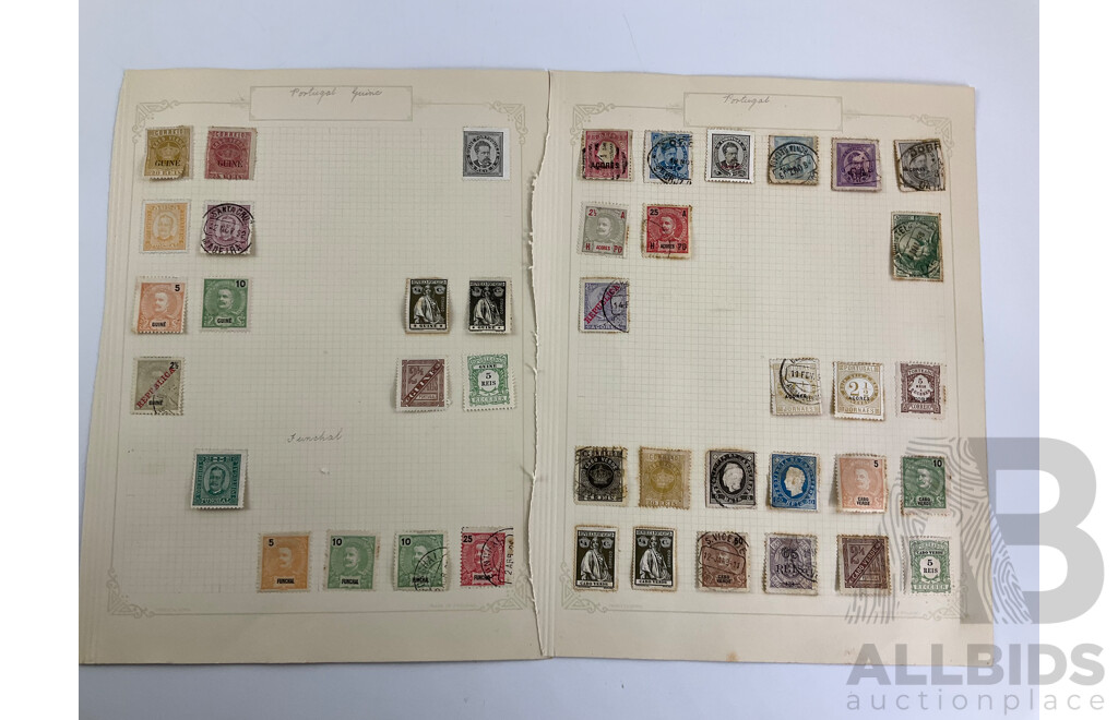 Collection of Antique Portugal and Portugal Colonies Stamps Including Zambezia, Guinea, Timor, Angola