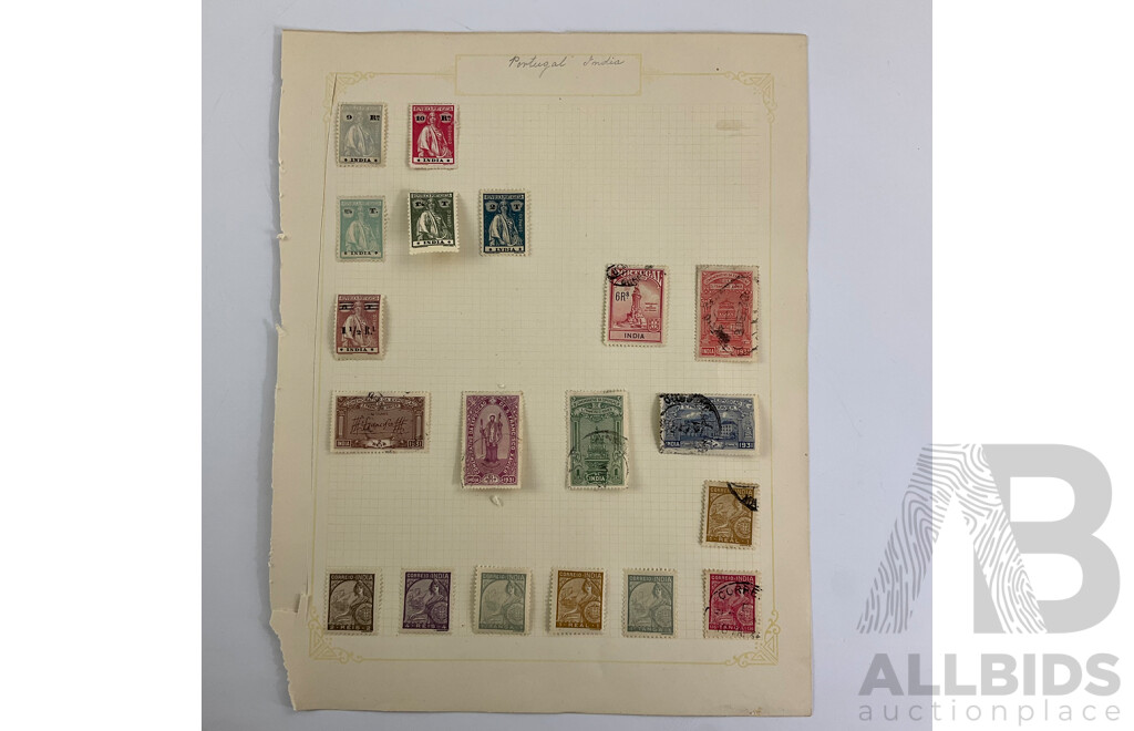 Collection of Antique Portugal and Portugal Colonies Stamps Including Zambezia, Guinea, Timor, Angola