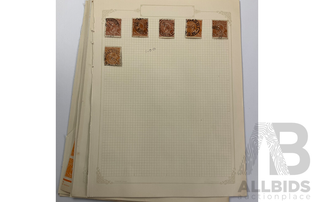 Australian KGV Stamps, 1914 - 1922, Mint Hinged Blocks, Half to Five Penny, Various Water Marks
