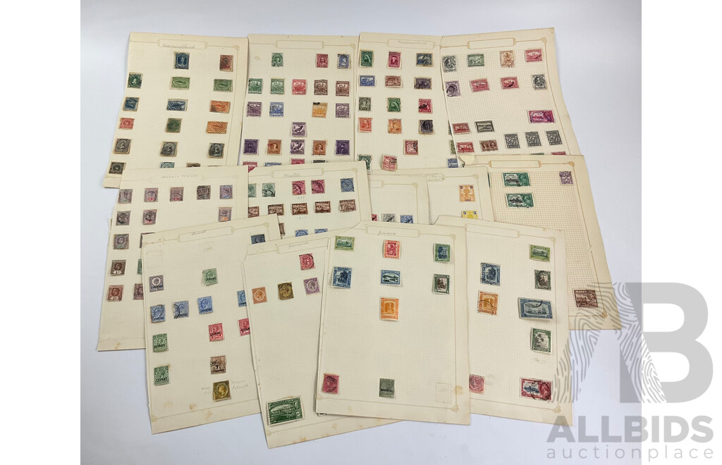 Collection of Vintage and Antique Commonwealth QV/KGV/KGVI Stamps Including Jamaica, Malta, Leeward Islands, Levant, Newfoundland, Overprints, Official, War Tax