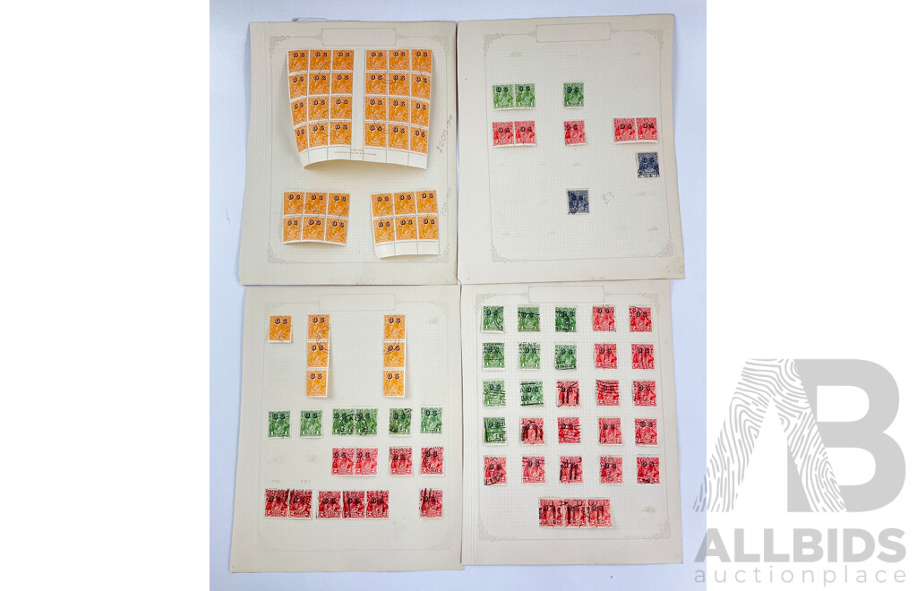 Australian KGV Official Service Stamps, Half Pence to Threepence, John Ash Mint Hinged Block