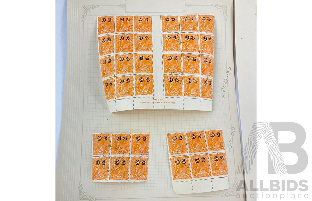Australian KGV Official Service Stamps, Half Pence to Threepence, John Ash Mint Hinged Block
