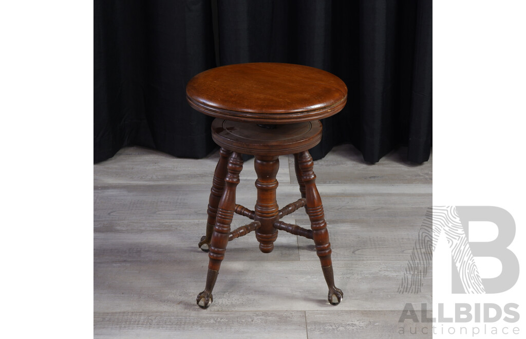 Walnut Adjustable Piano Stool