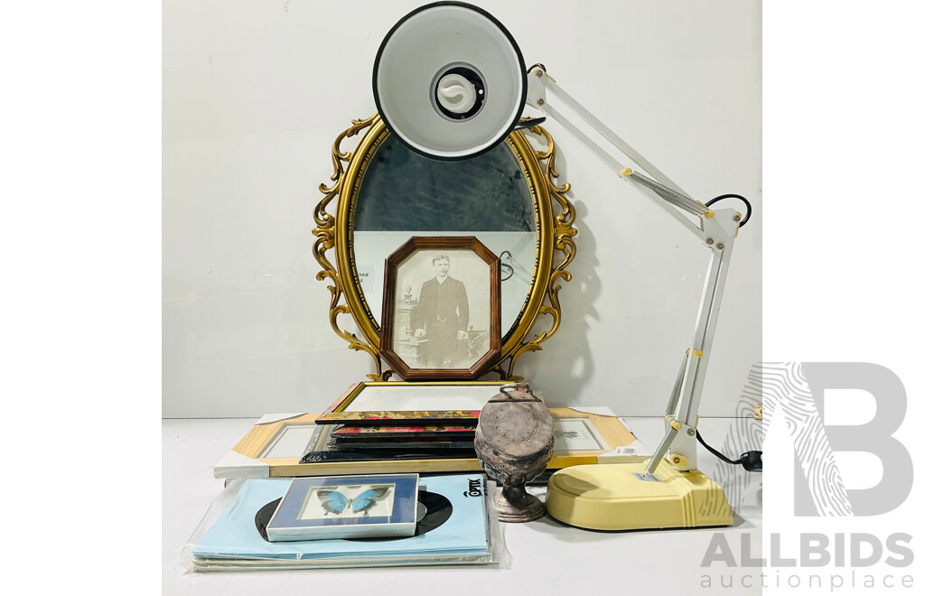 Collection of Assorted Homeware Including Empty Picture Frames, Mirror, Planet-style Lamp and More