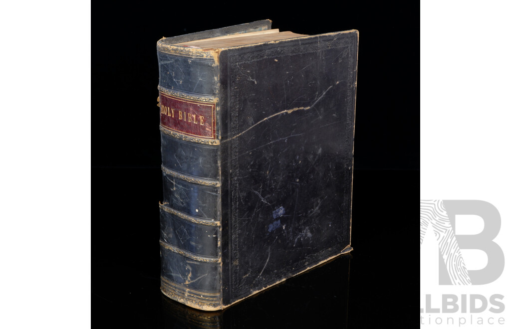 Antique Family Bible, Cassell Petter and Galpin, London, Late 1900s, Leather Bound Hardcover