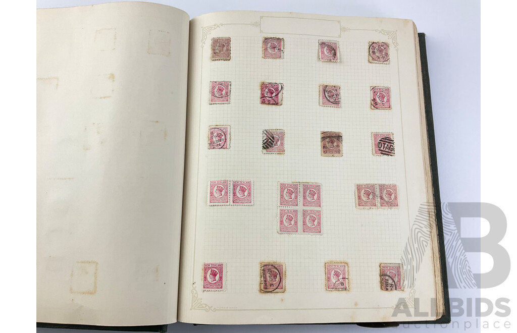 Album of New Zealand Predecimal Inged and Cancelled Stamps, Many 1900’s 10’s 20’s Examples