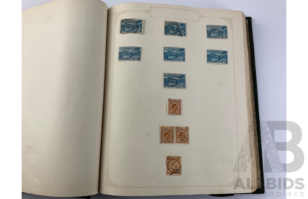 Album of New Zealand Predecimal Inged and Cancelled Stamps, Many 1900’s 10’s 20’s Examples