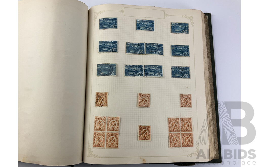 Album of New Zealand Predecimal Inged and Cancelled Stamps, Many 1900’s 10’s 20’s Examples