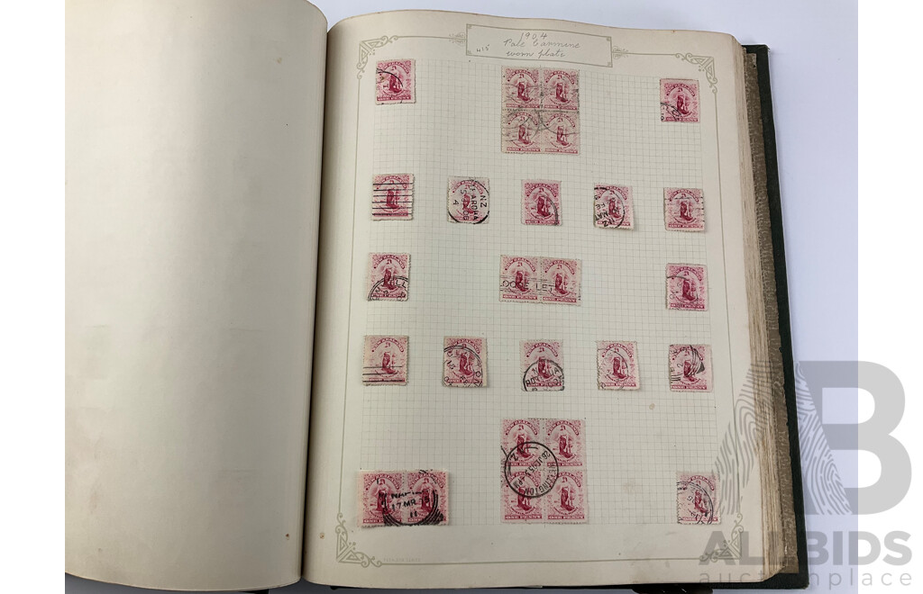 Album of New Zealand Predecimal Inged and Cancelled Stamps, Many 1900’s 10’s 20’s Examples