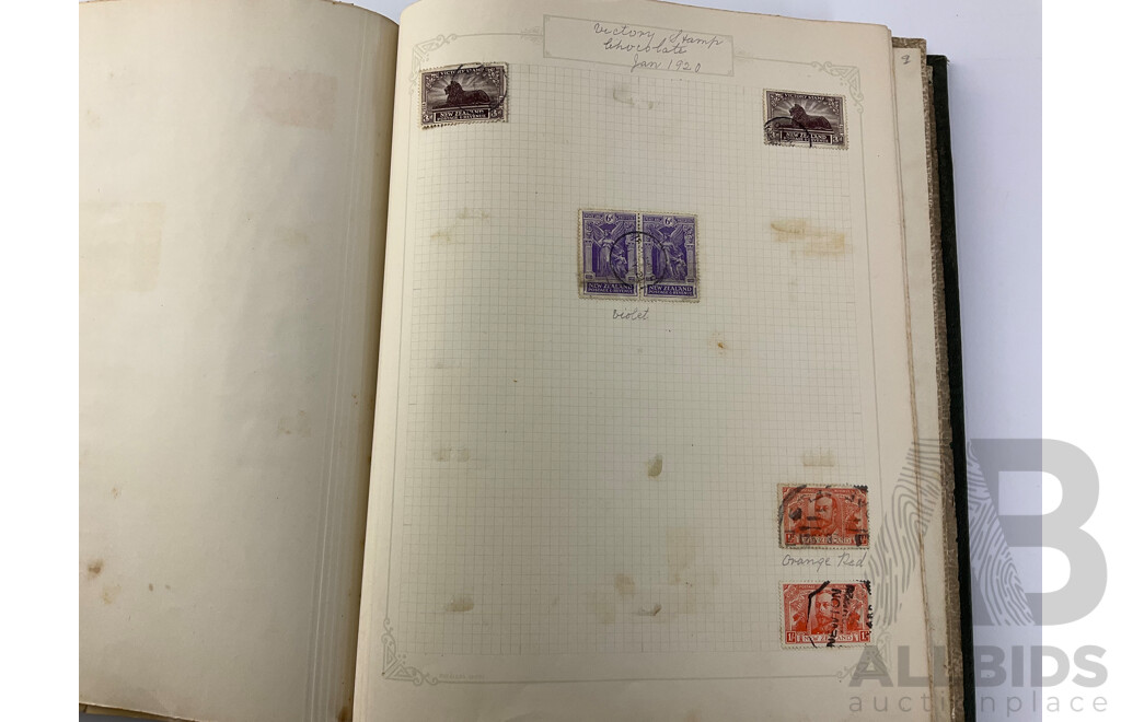 Album of New Zealand Predecimal Inged and Cancelled Stamps, Many 1900’s 10’s 20’s Examples