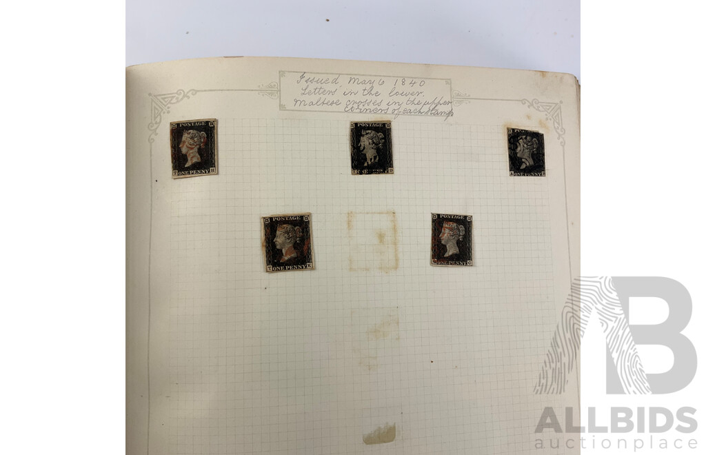 Album of United Kingdom Hinged, Mostly Cancelled Stamps Spanning 1840's Through to 1930's Queen Victoria, King Edward VII and King George V, Including Official Stamps