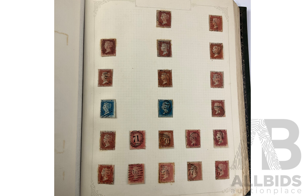 Album of United Kingdom Hinged, Mostly Cancelled Stamps Spanning 1840's Through to 1930's Queen Victoria, King Edward VII and King George V, Including Official Stamps