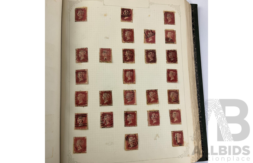 Album of United Kingdom Hinged, Mostly Cancelled Stamps Spanning 1840's Through to 1930's Queen Victoria, King Edward VII and King George V, Including Official Stamps