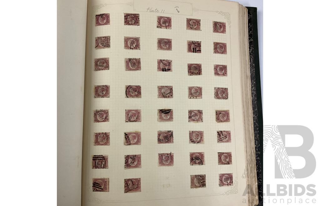 Album of United Kingdom Hinged, Mostly Cancelled Stamps Spanning 1840's Through to 1930's Queen Victoria, King Edward VII and King George V, Including Official Stamps