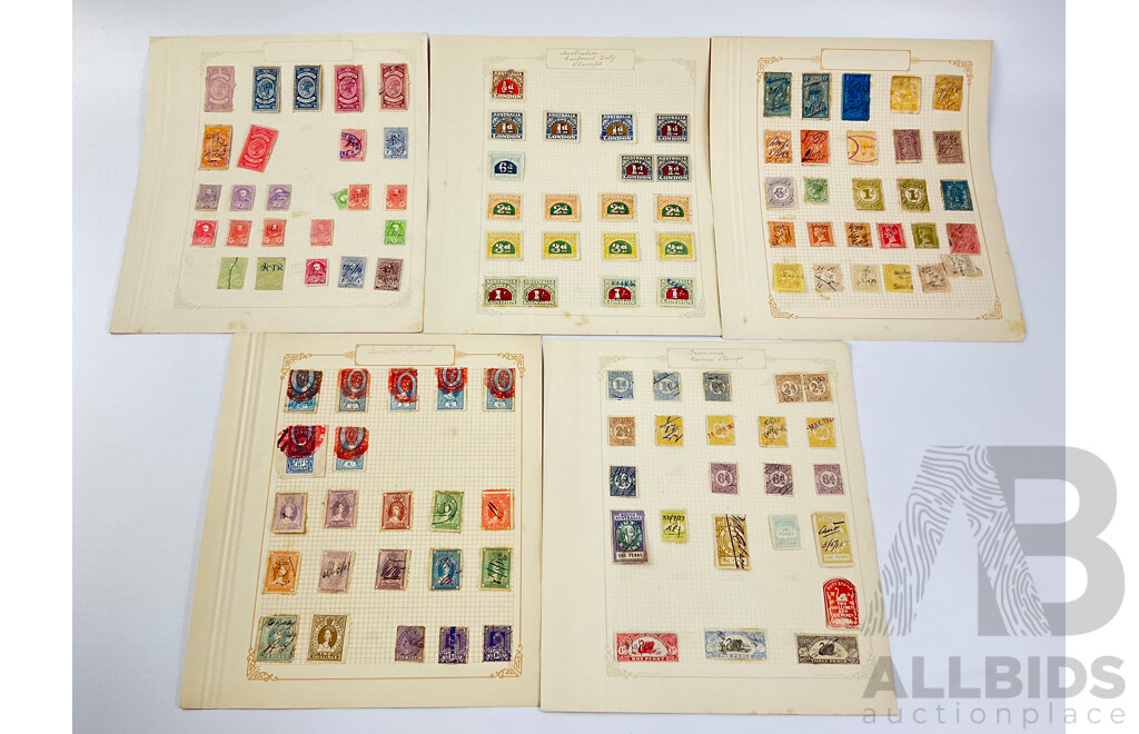 Collection of Australian Pre Federation and Vintage Stamps Including Australia/London Customs Duty, Queensland Duty Stamps, Tasmania Revenue Stamps and Victorian Stamp Duty