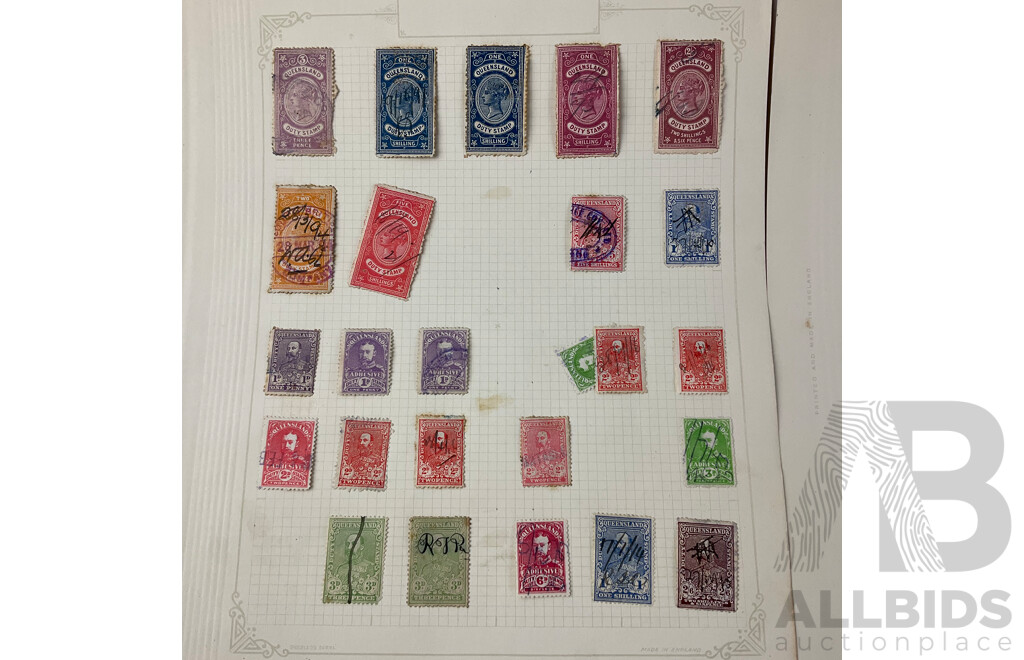 Collection of Australian Pre Federation and Vintage Stamps Including Australia/London Customs Duty, Queensland Duty Stamps, Tasmania Revenue Stamps and Victorian Stamp Duty