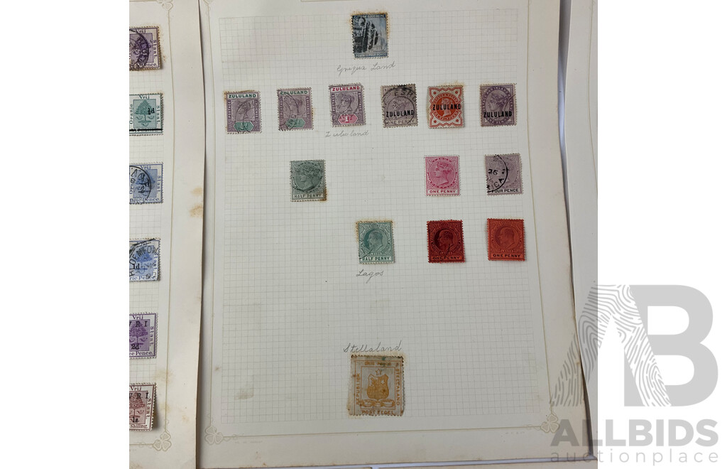 Collection of South African Antique Hinged Stamps Including Orange River Colony, Zululand and Suidafrika