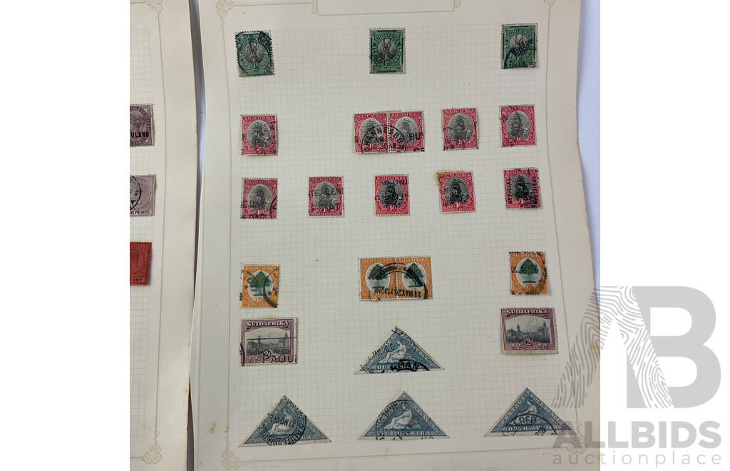 Collection of South African Antique Hinged Stamps Including Orange River Colony, Zululand and Suidafrika